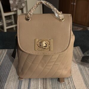 Bebe Hera Small Backpack Top Handle & Adjustable Straps Color: Beige New w/Tags